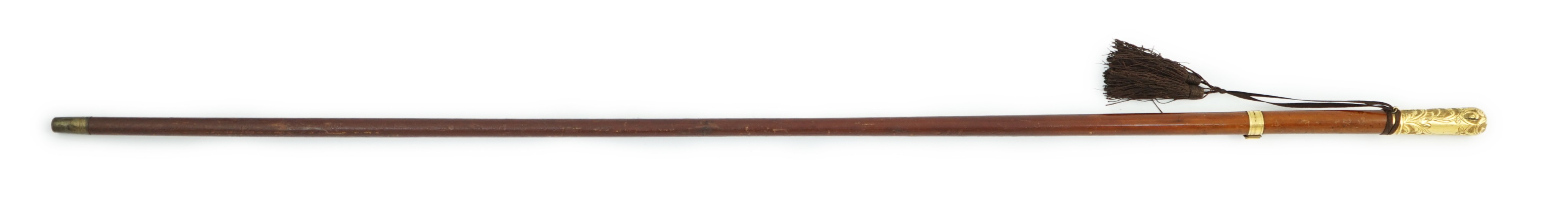 A 19th century French gold mounted hardwood swordstick, 86cm long